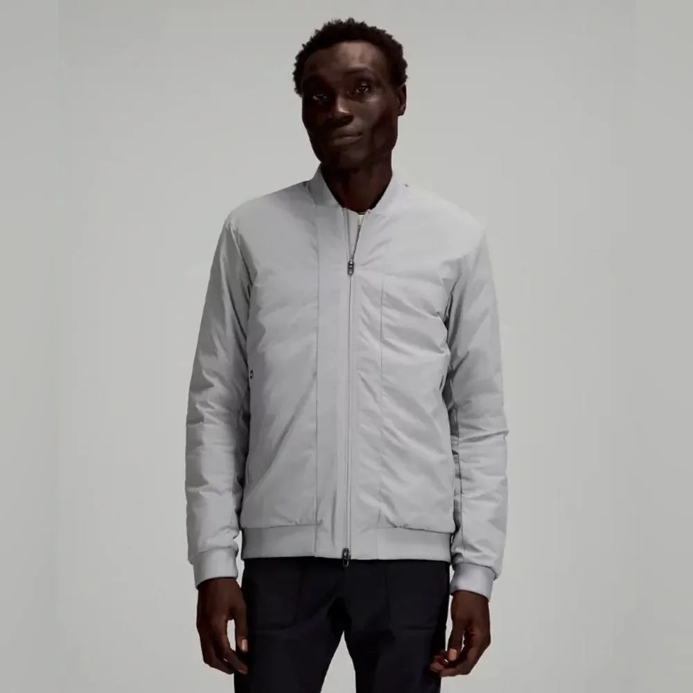 Lululemon Men’s Goose Down Insulated Primaloft Intermission Bomber Jacket Gray